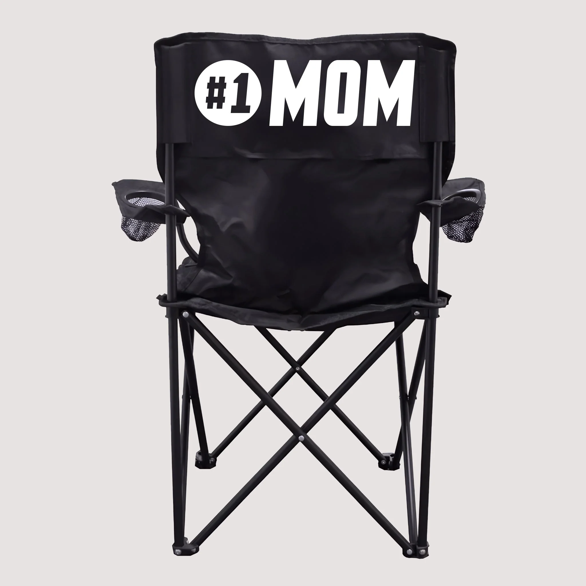 #1 Mom Black Folding Camping Chair