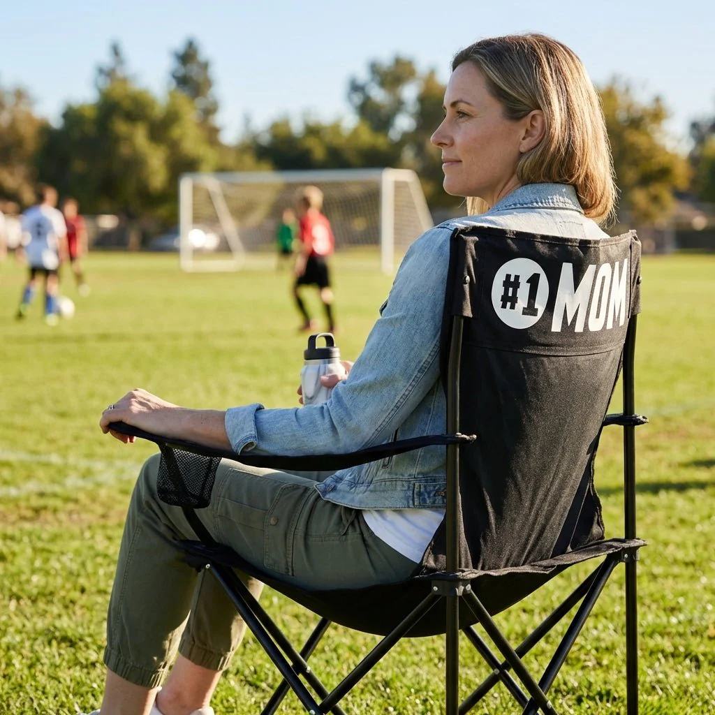 #1 Mom Black Folding Camping Chair - Image 6