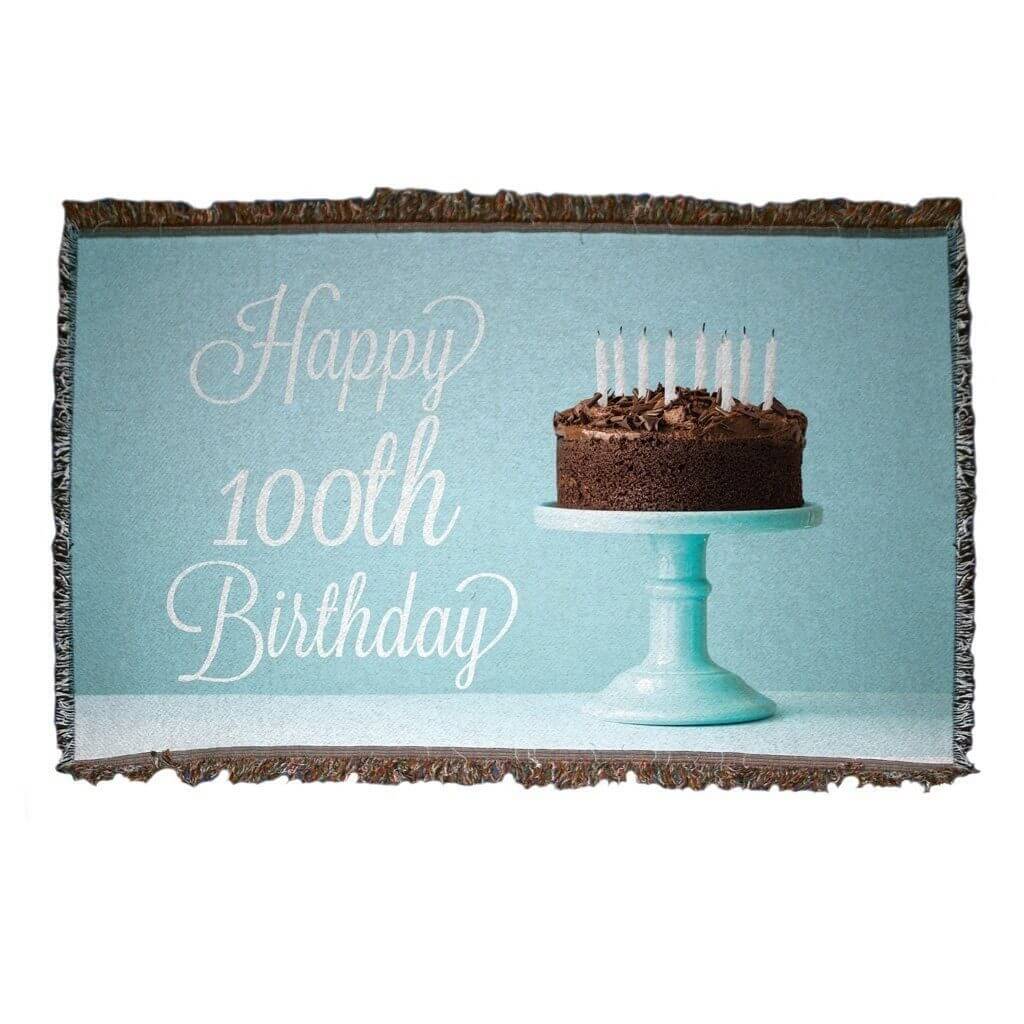 100th Birthday Woven Blanket
