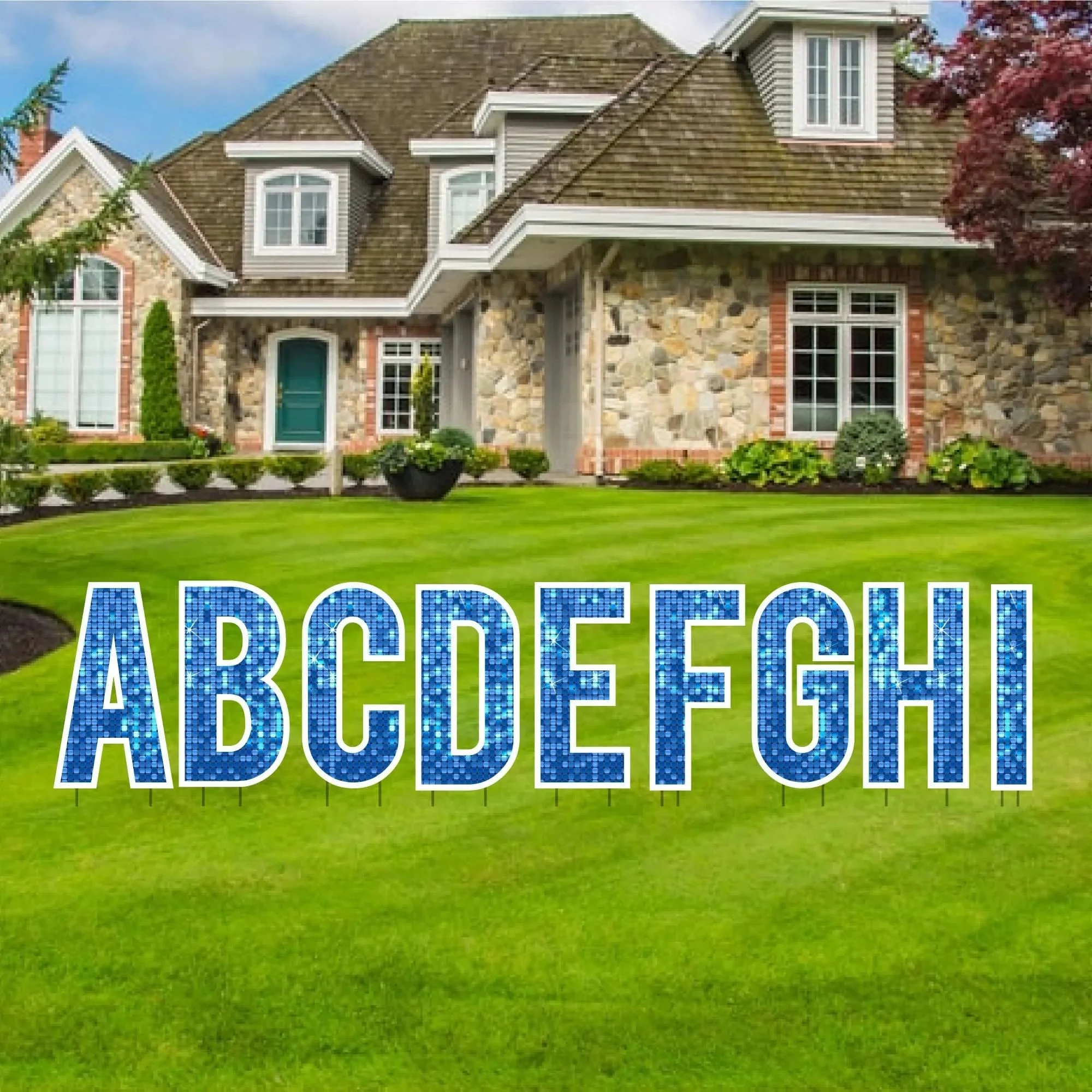 18" Alphabet Yard Card Letters | Bebas Font | Disco Sparkle | 26 pc Set - Image 7