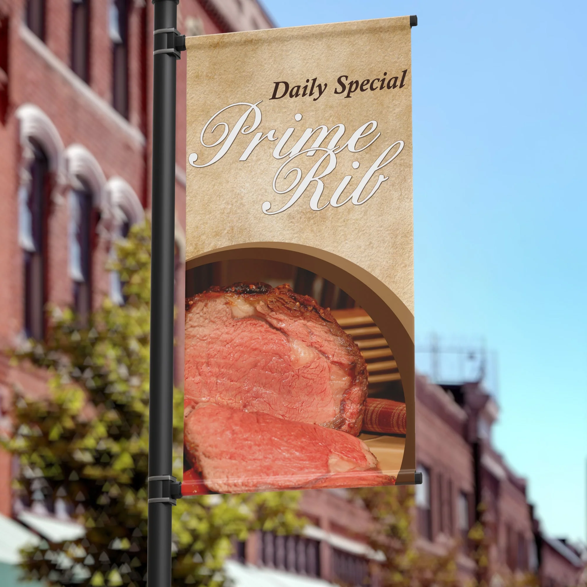 18"x36" Prime Rib Street Pole Banner