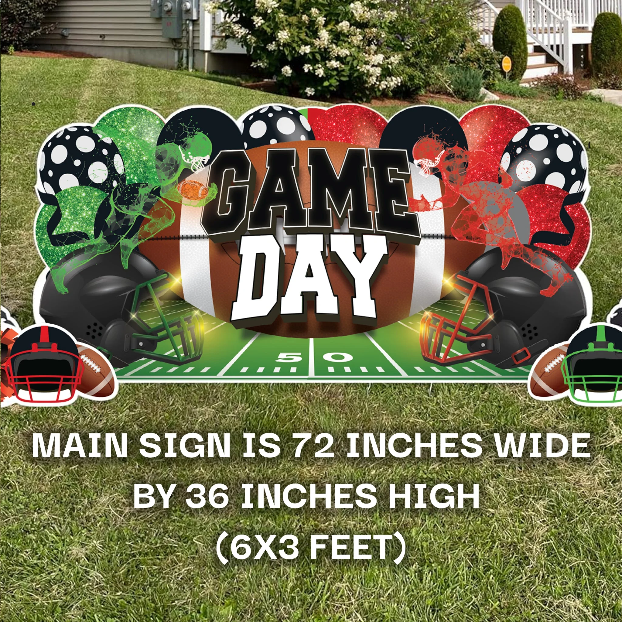 2025 Football Game Day Yard Card Display – 5 Pc Set | Red & Green - Image 2