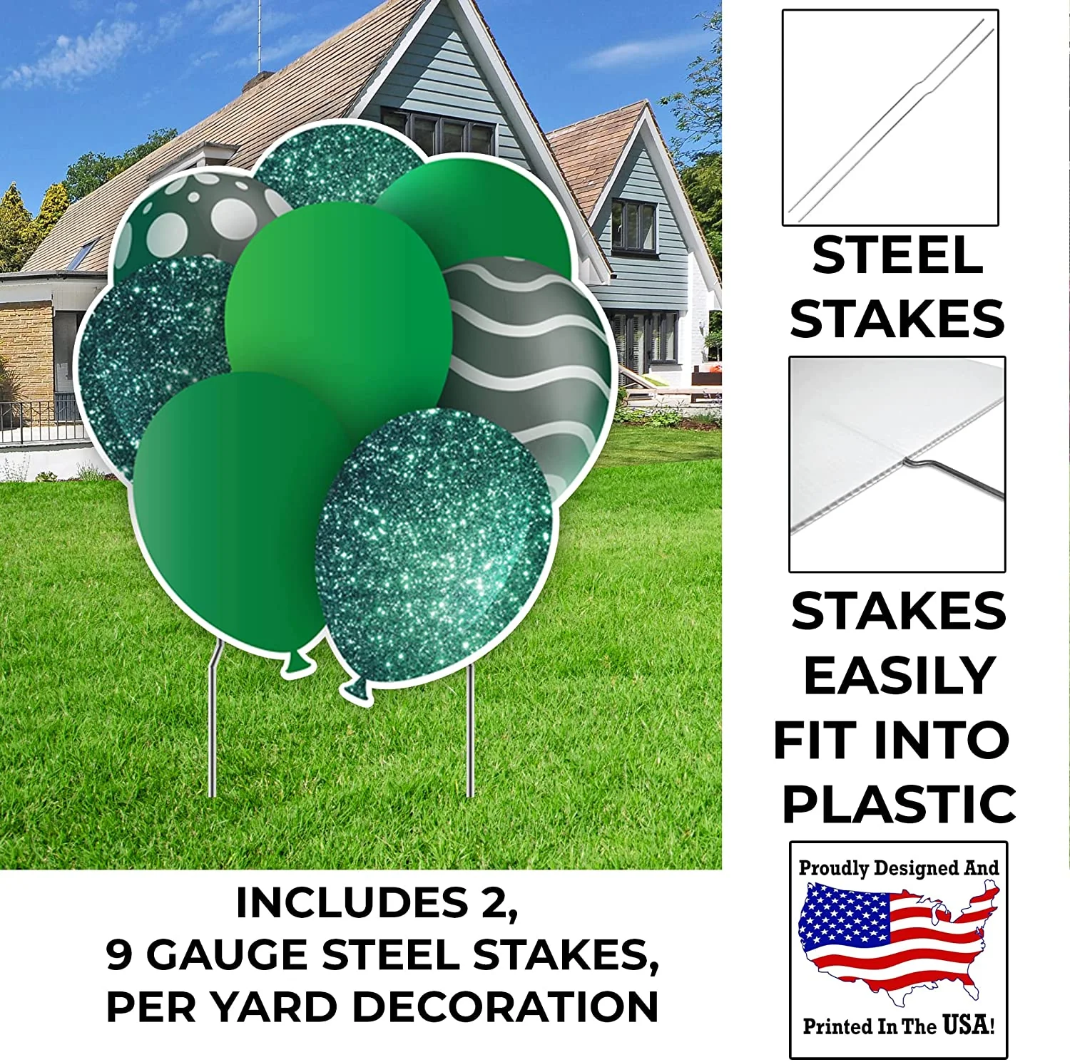 23.5" Kelly Green Balloon Bouquets EZ Filler Yard Cards Set - Image 2