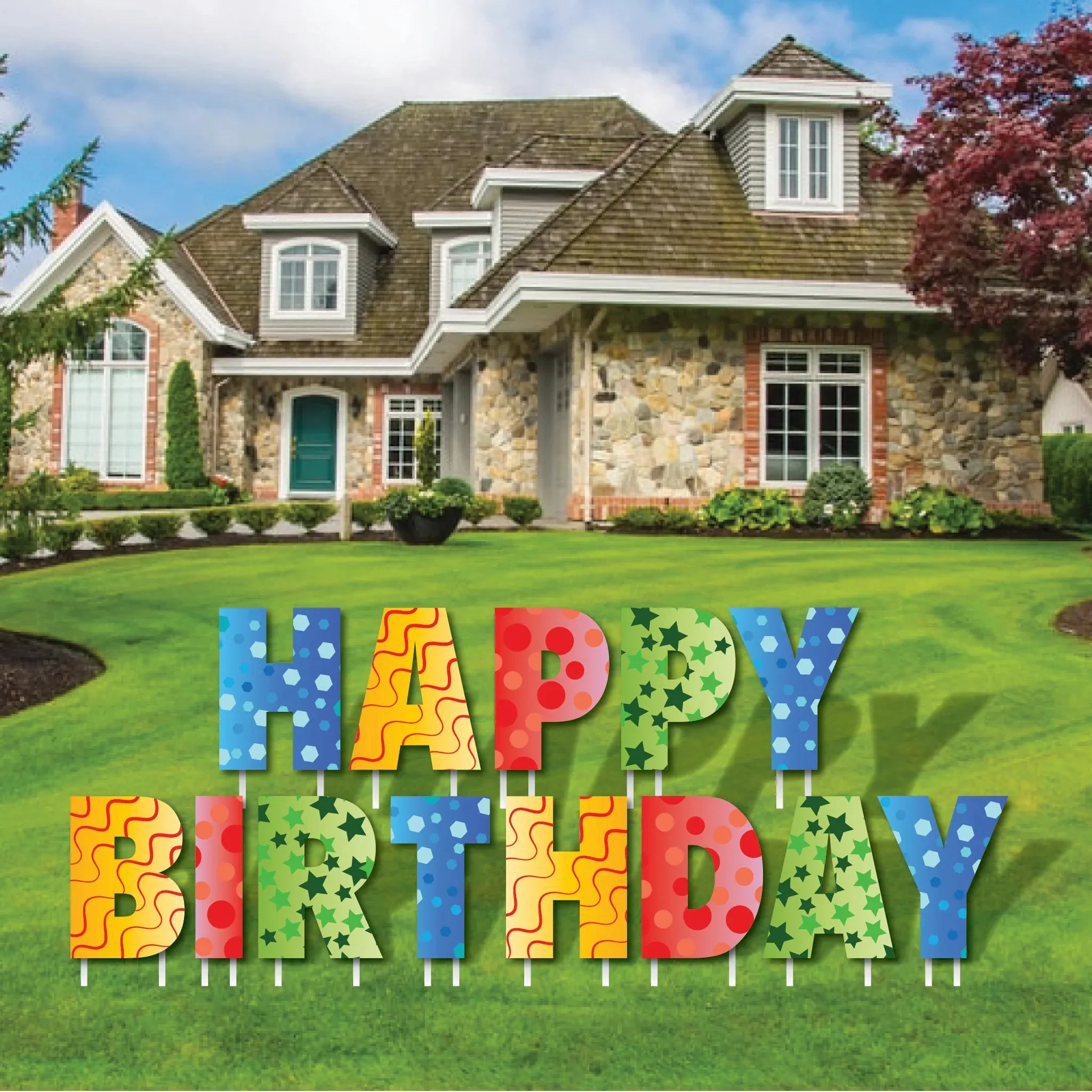 22.75" Happy Birthday Confetti Colored Letters - Breuer Font