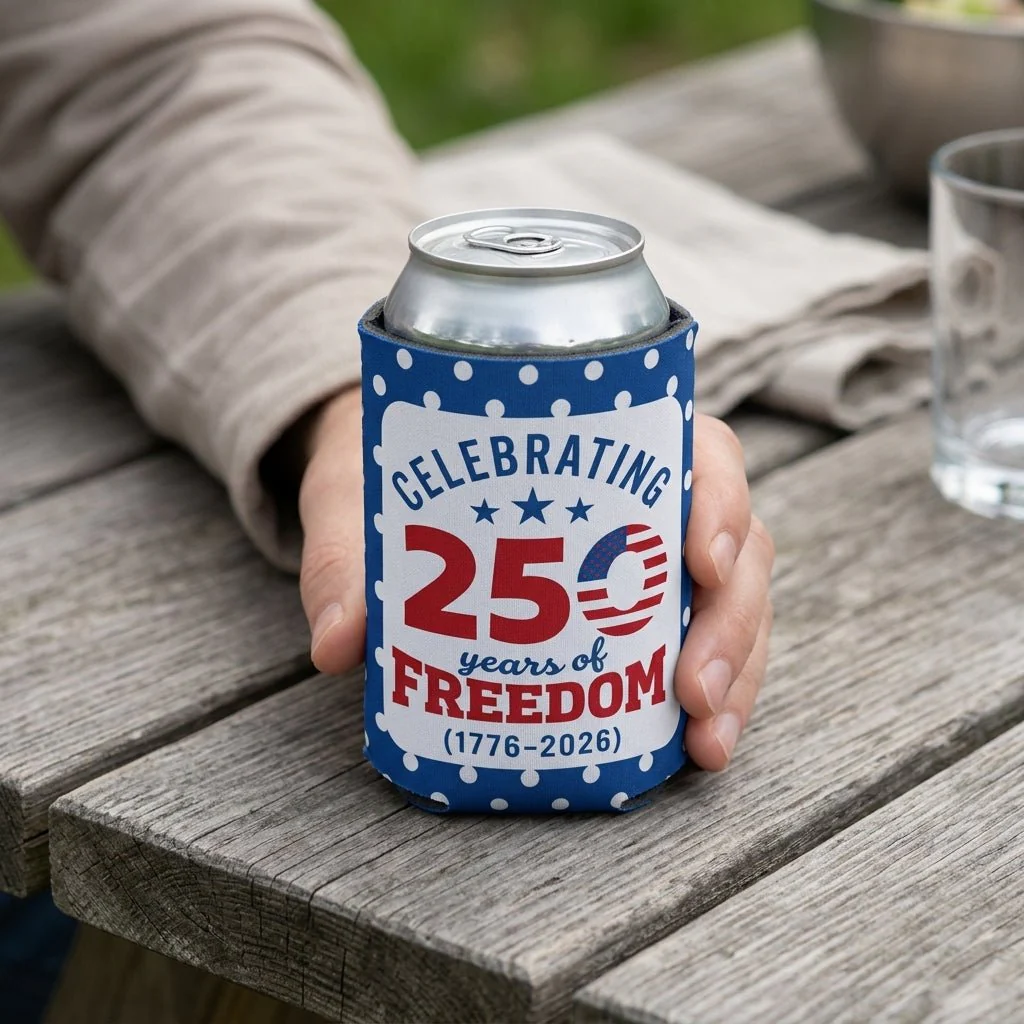 4th of July Can Coolers America's 250th Anniversary, 25 Unique Patriotic Designs, Fits 12oz Cans - Image 5