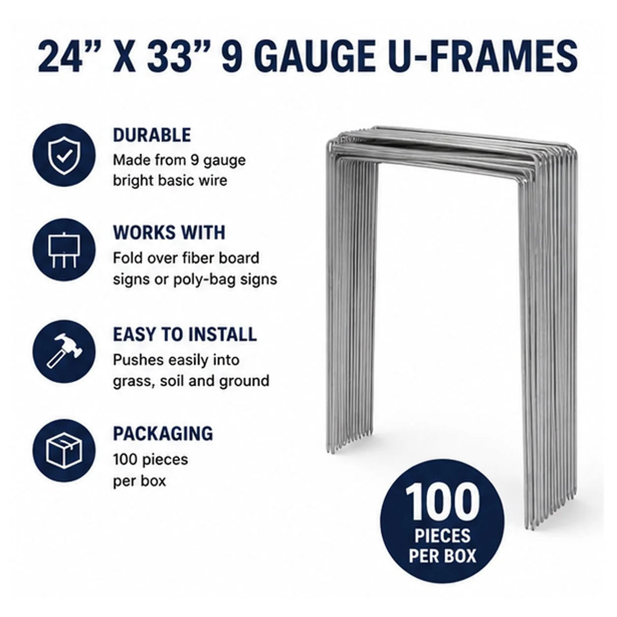 24" x 33" 9 Gauge Wire U-Frames (100 Pack) - Image 3
