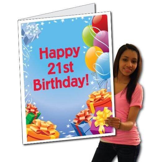 3' Giant 21st Birthday Presents and Balloons Greeting Card