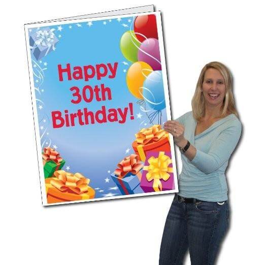 3' Giant 30th Birthday Presents and Balloons Greeting Card