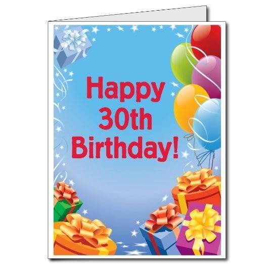 3' Giant 30th Birthday Presents and Balloons Greeting Card - Image 2