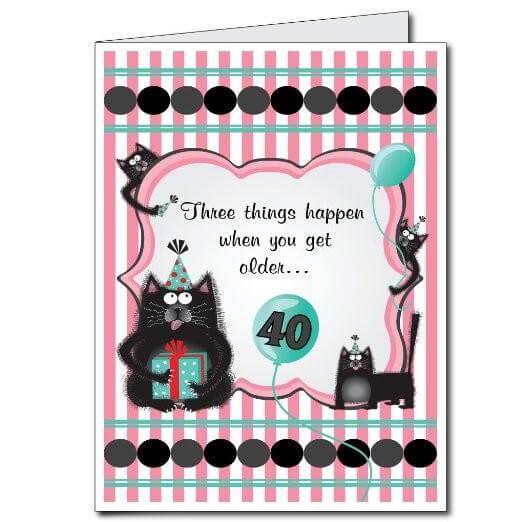 3' Giant 40th Forgetful Cats Birthday Greeting Card - Image 2