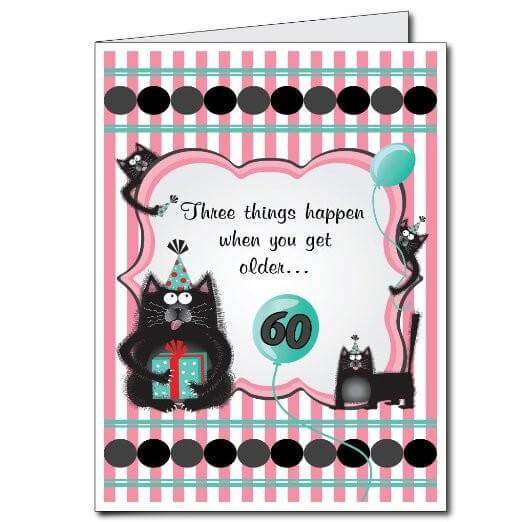 3' Giant Forgetful Cats 60th Birthday Greeting Card - Image 2