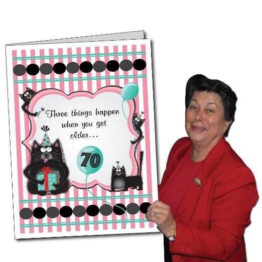 3' Giant 70th Forgetful Cats Birthday Greeting Card