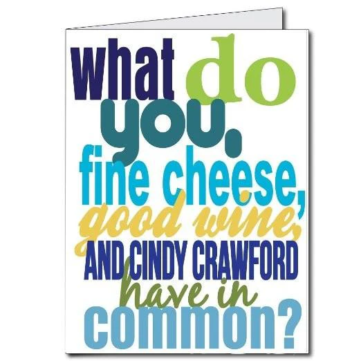 3' Giant You, Cheese, Wine, Crawford Birthday Greeting Card
