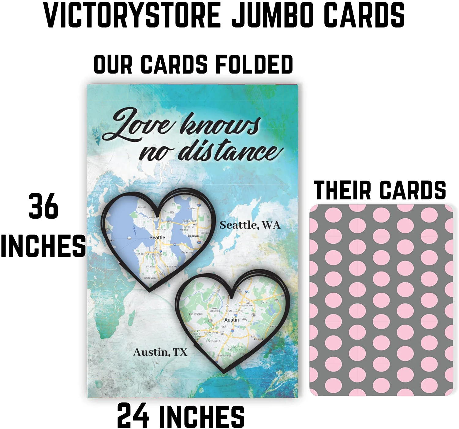 3' Custom Jumbo Love Knows No Distance Wedding Greeting Card - Image 5