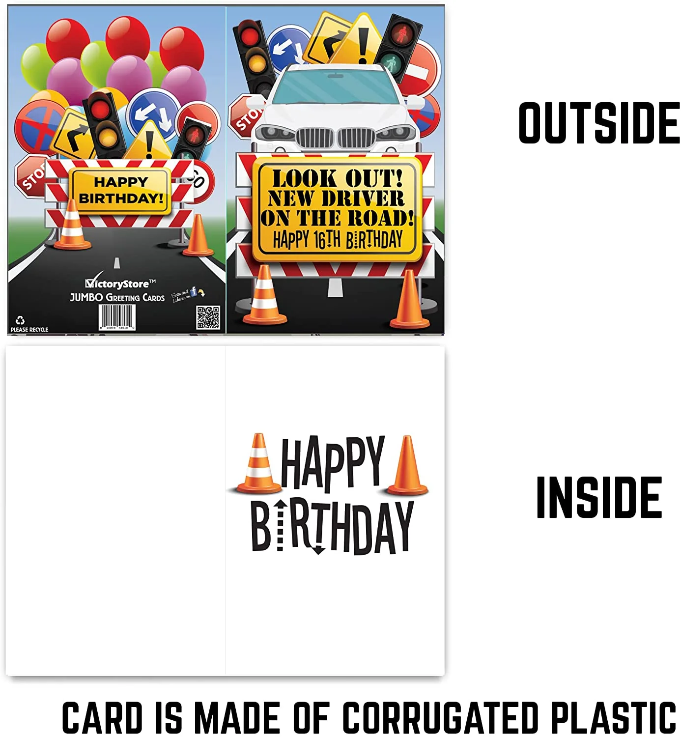 3' Jumbo Look Out New Driver On The Road 16th Birthday Card - Image 5