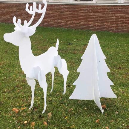 3D Christmas Reindeer and Tree Yard Decorations