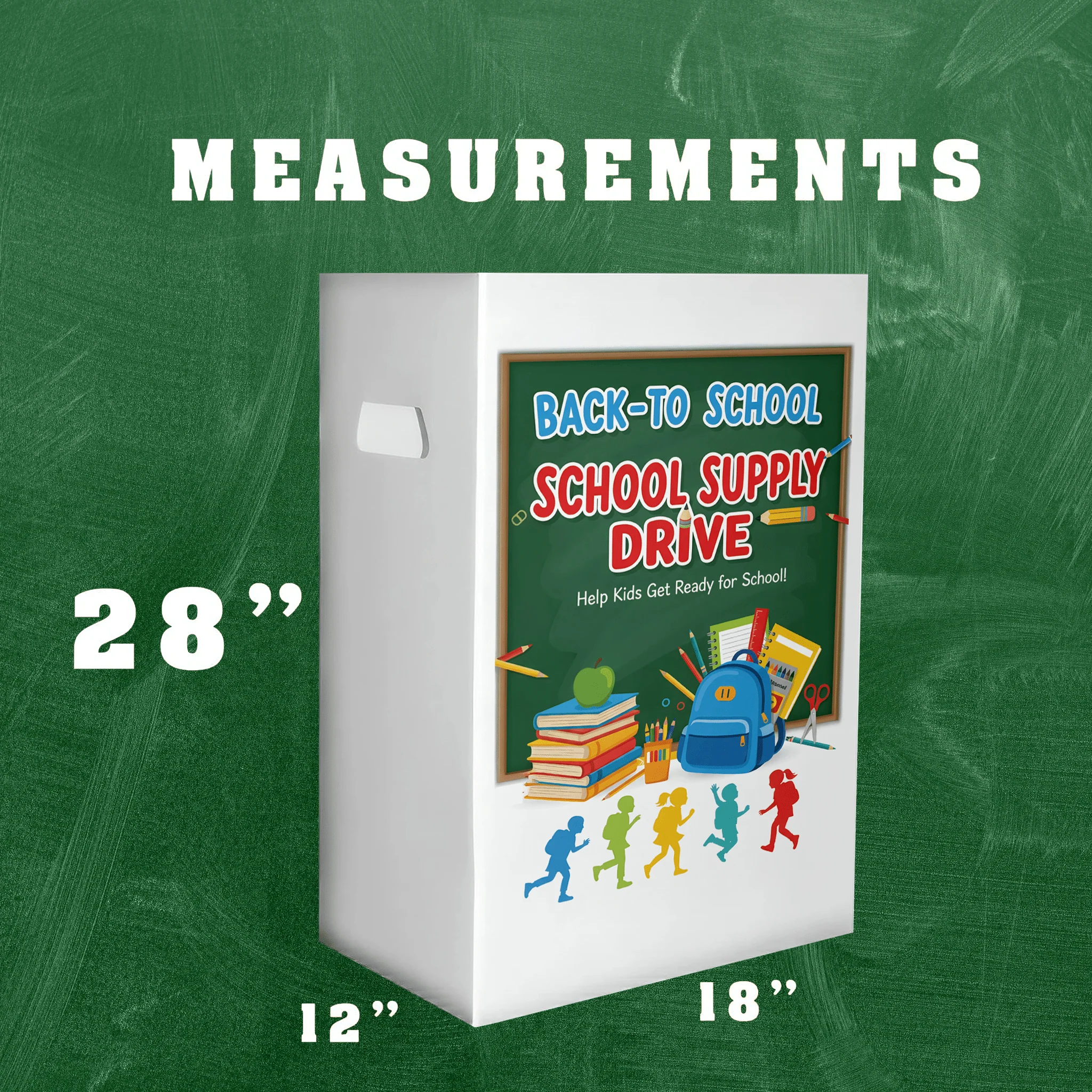 6-Pack School Supplies Donation Bin - Back To School - Reusable Corrugated Plastic Trash Cans | 22.3 Gallons - Image 3