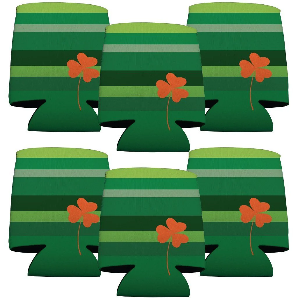 St. Patrick's Day Green Stripes Can Coolers Pack - Image 4