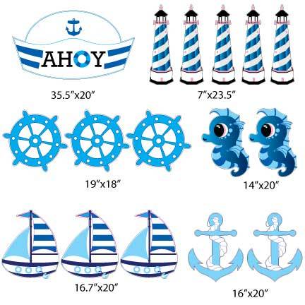 Ahoy Nautical Boy Yard Signs & Decorations 16 pcs - Image 2