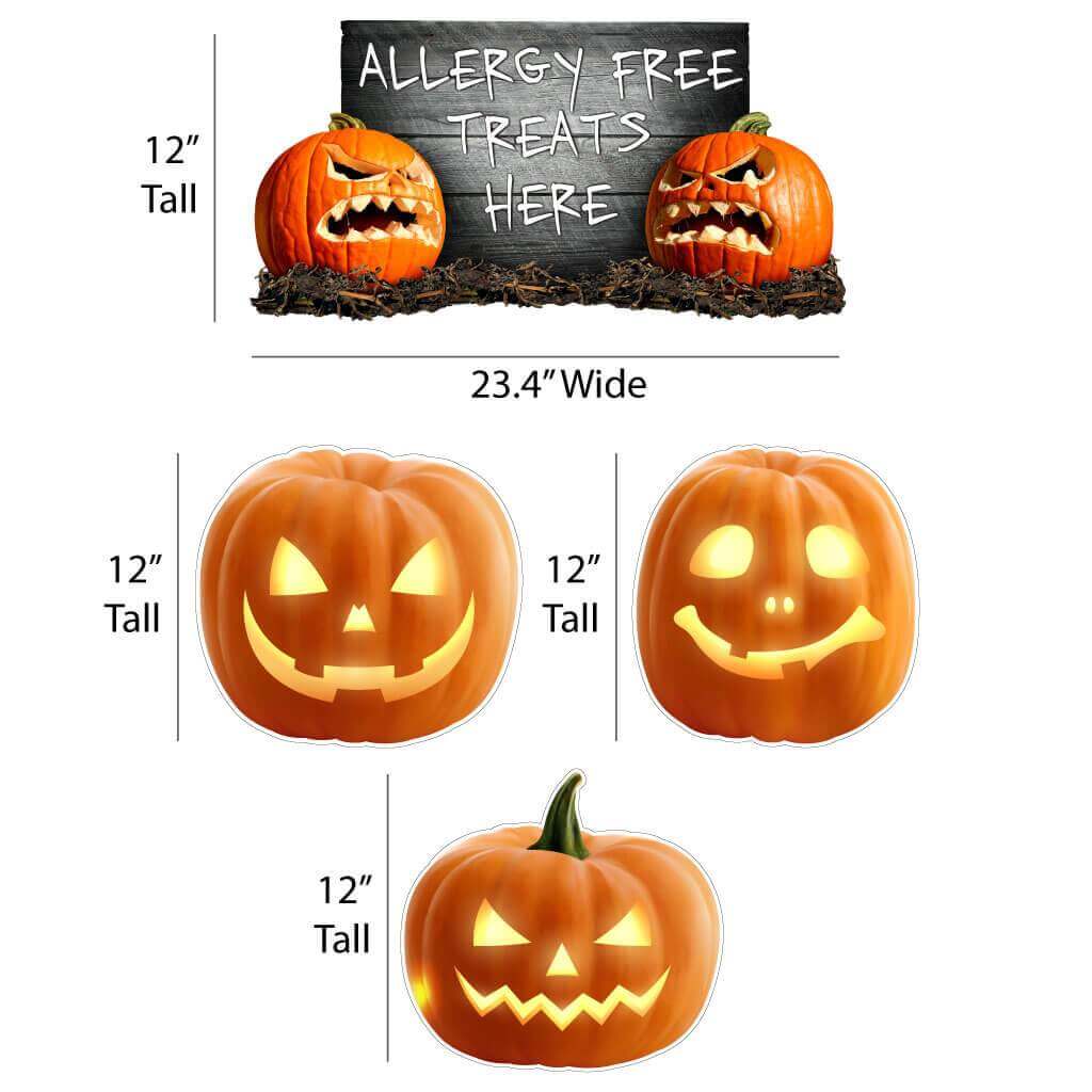Allergy Free Treats Scary Pumpkins Yard Sign & Decoration 7 pcs - Image 2