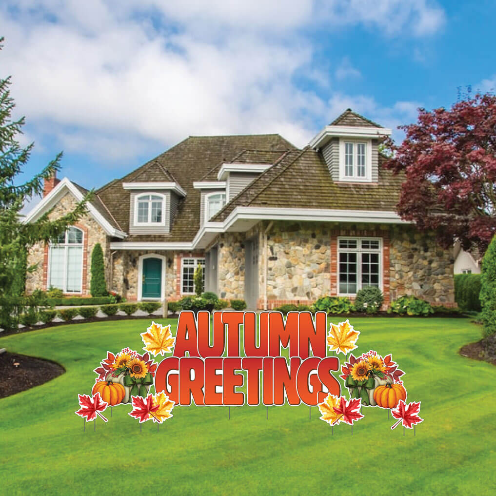 Autumn Greetings Fall Themed Yard Card, 12 pcs - Image 2