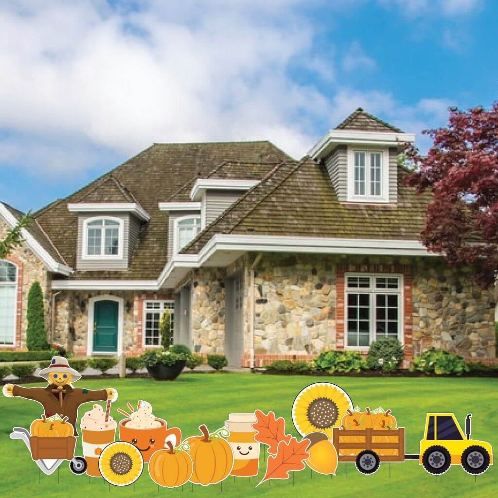 Autumn Themed Yard Card Accessory Set 14 pcs