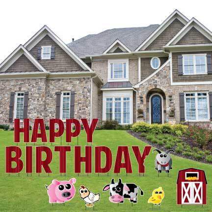 Barnyard Themed Happy Birthday Yard Letters and Decorations 19 pcs