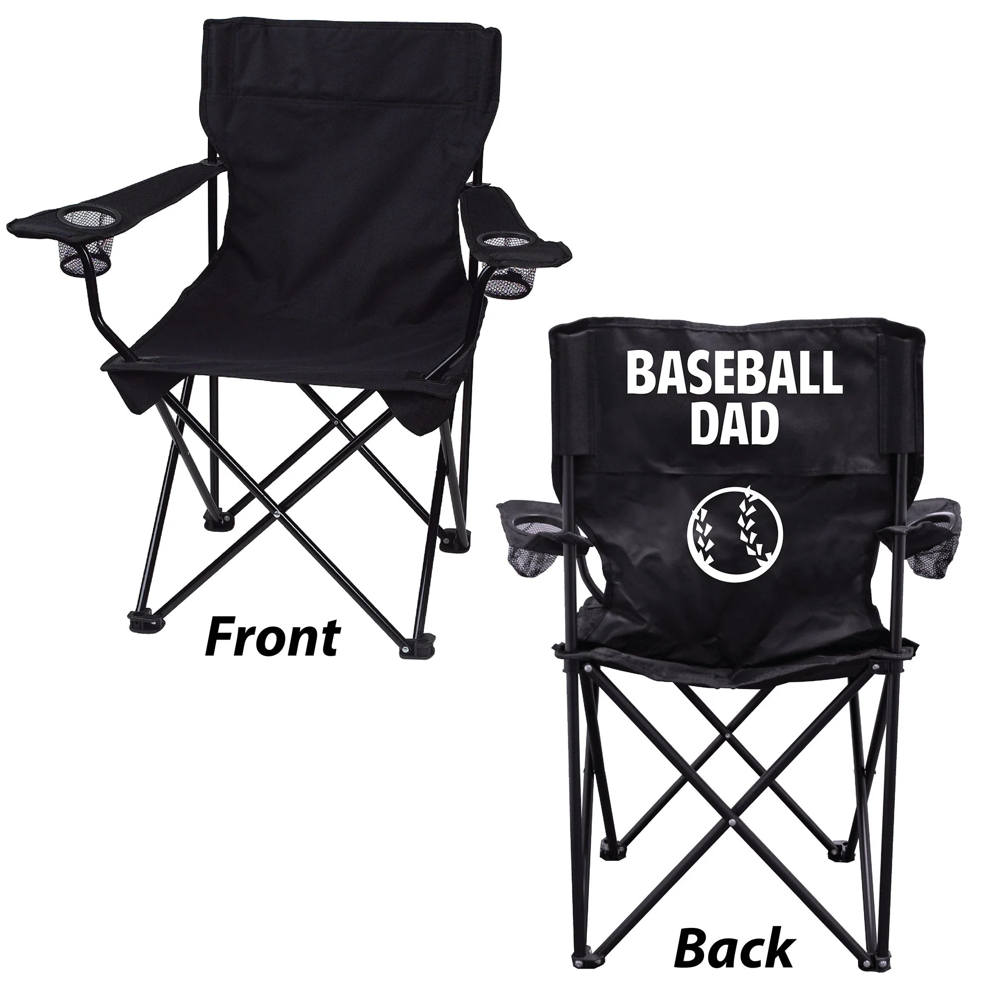 Baseball Dad Black Folding Camping Chair - Image 2