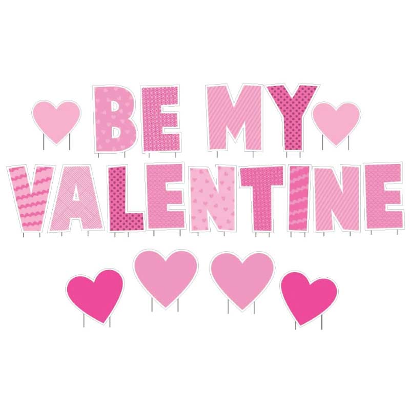 Be My Valentine Pink Valentine's Day Yard Decoration 19 pcs - Image 3