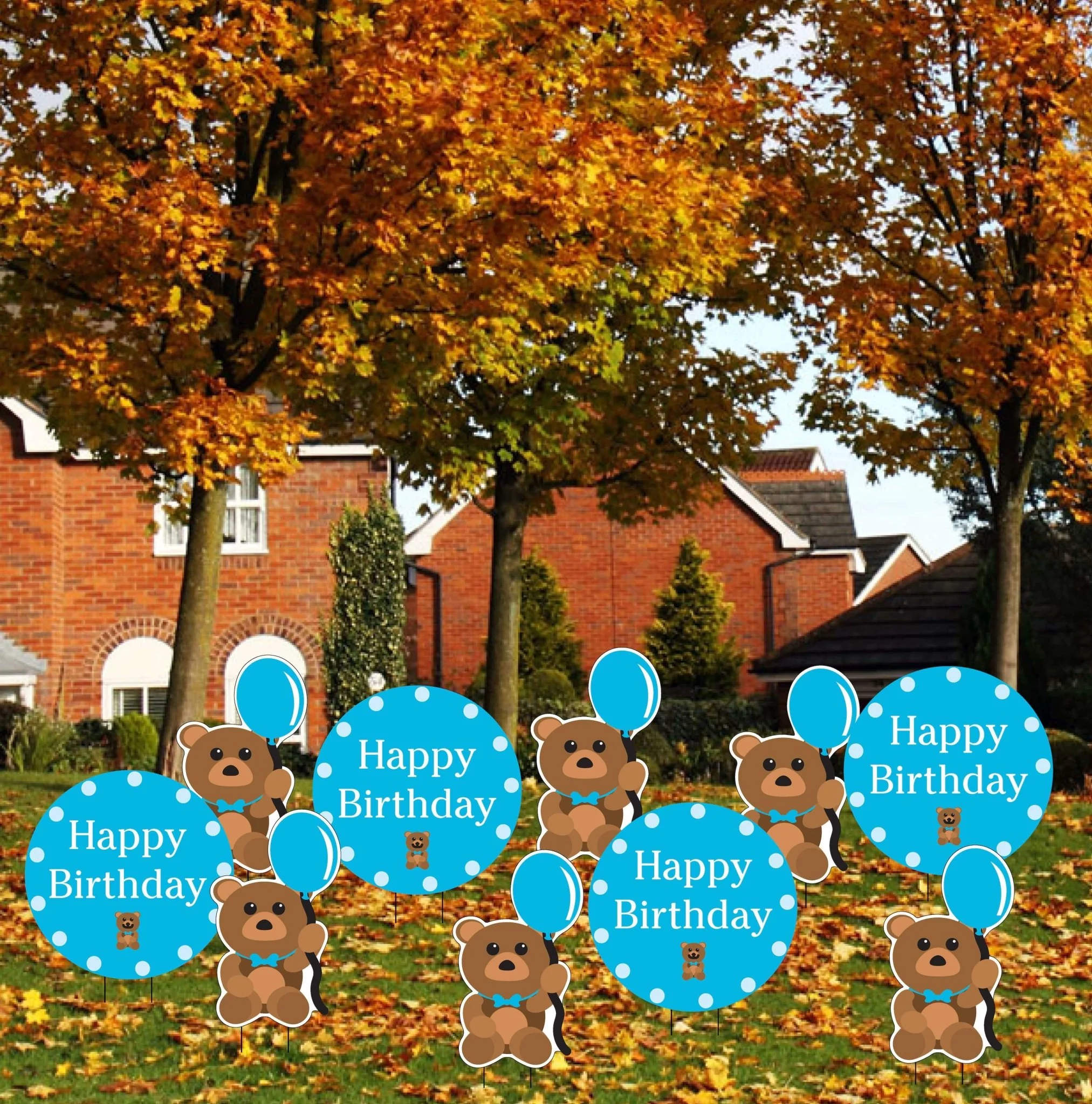 Birthday Boy Bear Yard Decorations 12 piece set