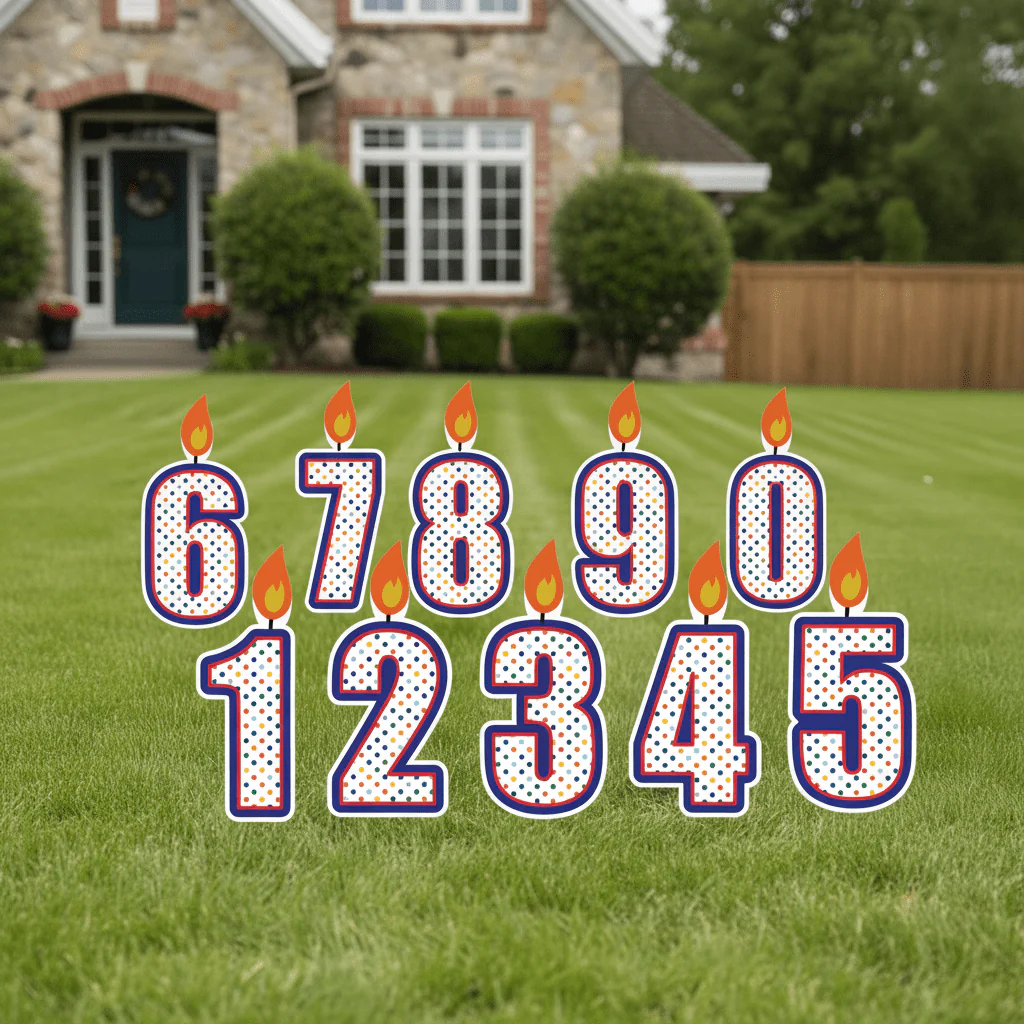 Birthday Cake Number Candles Yard Card - 10 pcs set
