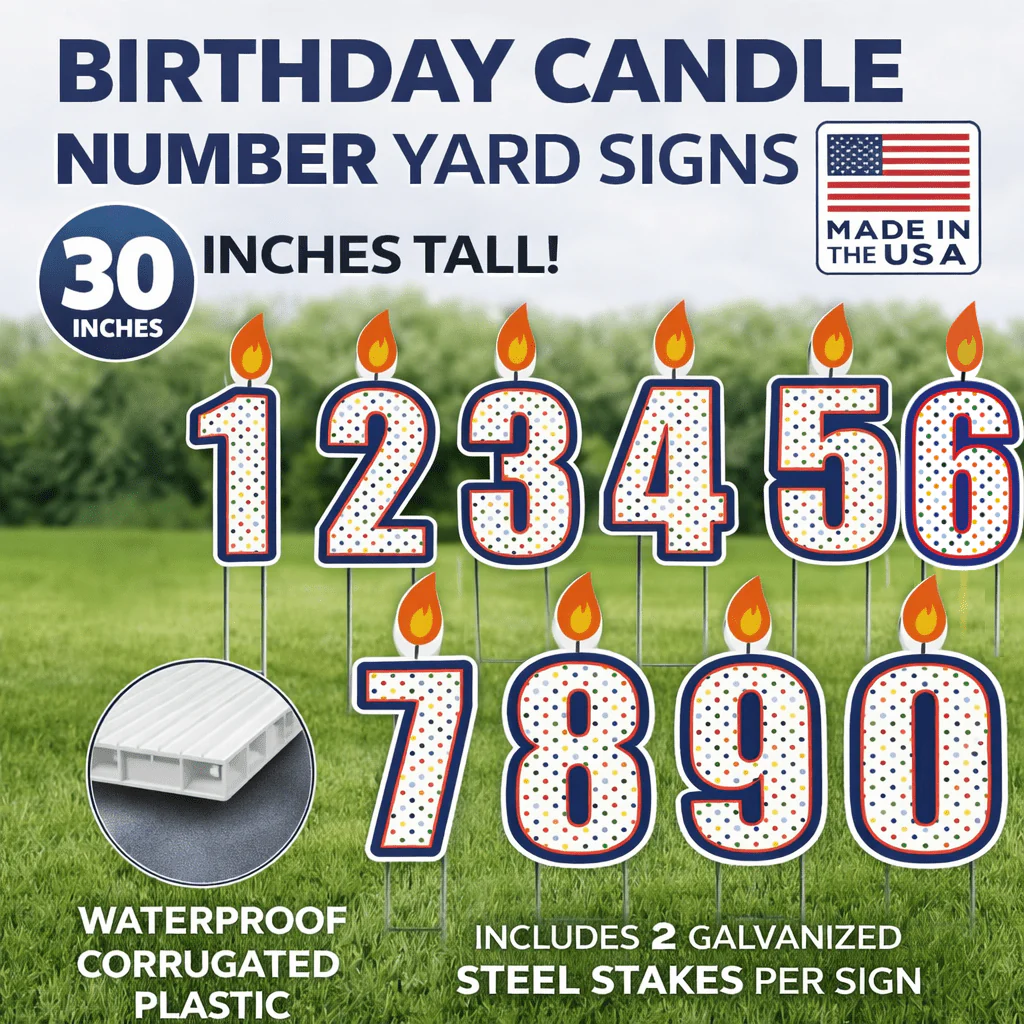 Birthday Cake Number Candles Yard Card - 10 pcs set - Image 3