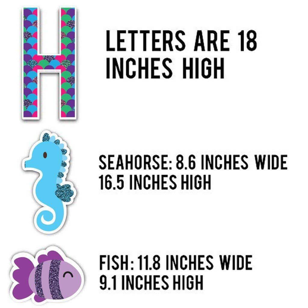 Faux Glitter Mermaid Birthday Yard Card Letters 25 pc set - Image 2