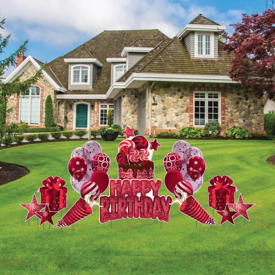 Sparkle Birthday Yard Card Greeting 12 pc Flair Set - Image 11
