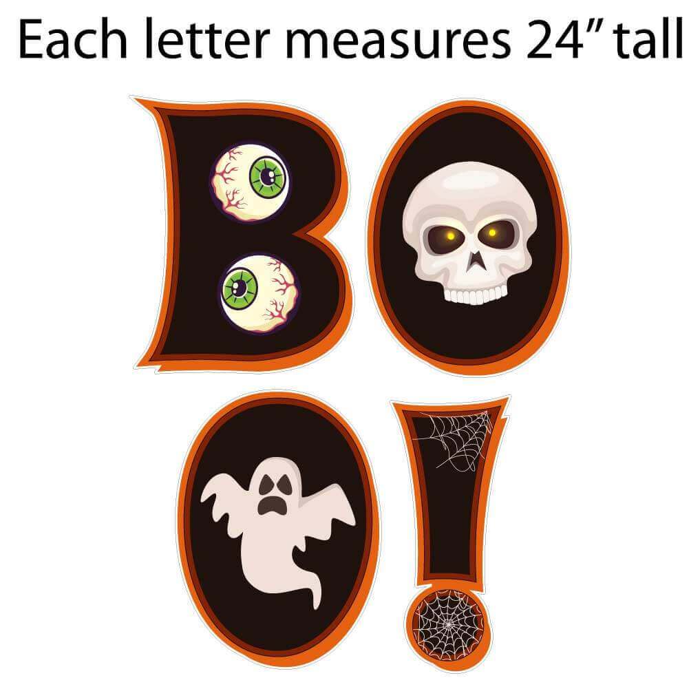 BOO! Pumpkins & Ghosts Halloween Yard Card Decoration 12 pc Set - Image 2