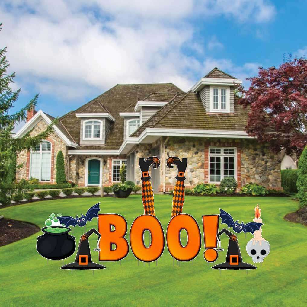 BOO! Witch Legs Halloween Yard Card Decoration - 12 pc Set