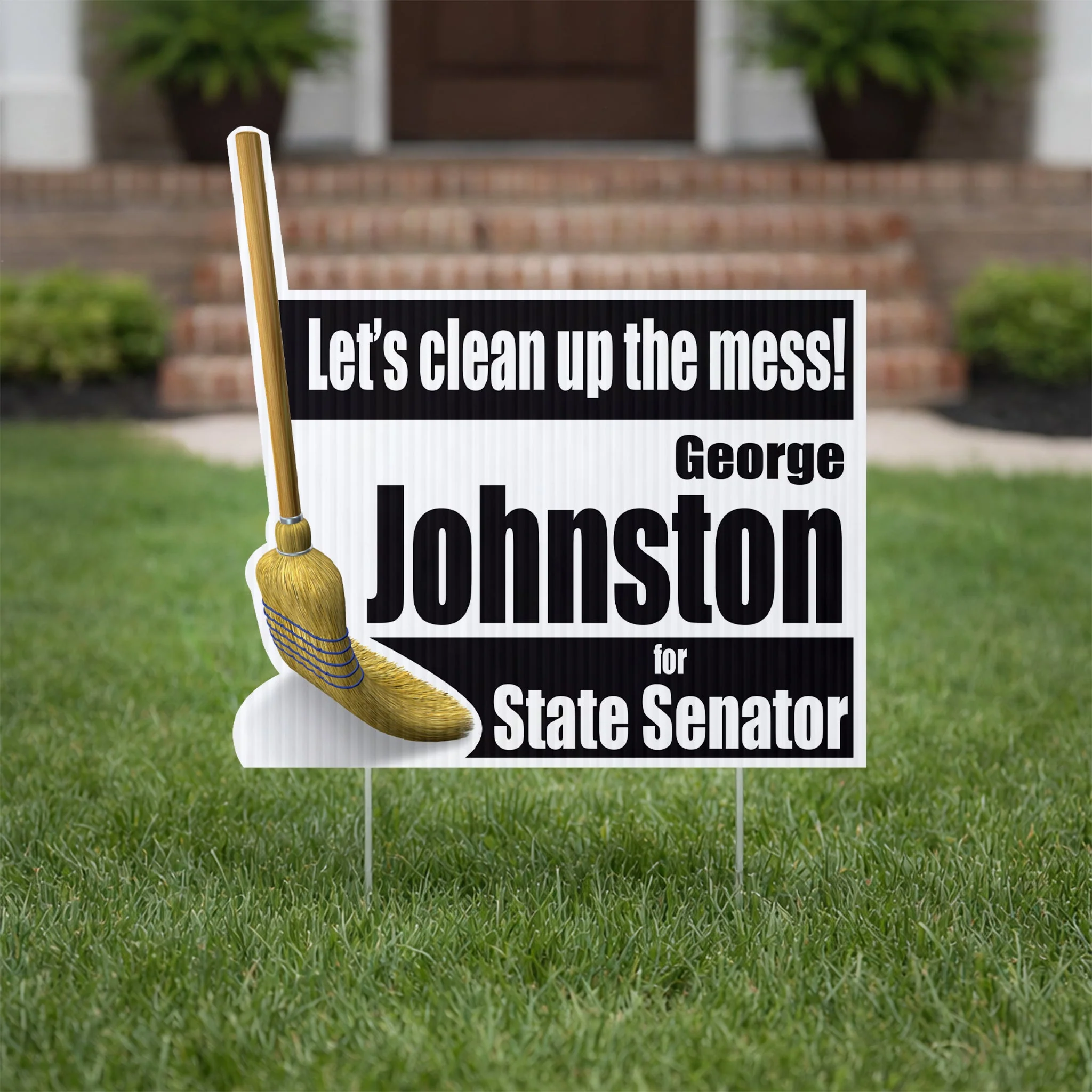 21" Custom Broom-Shaped Political Yard Sign