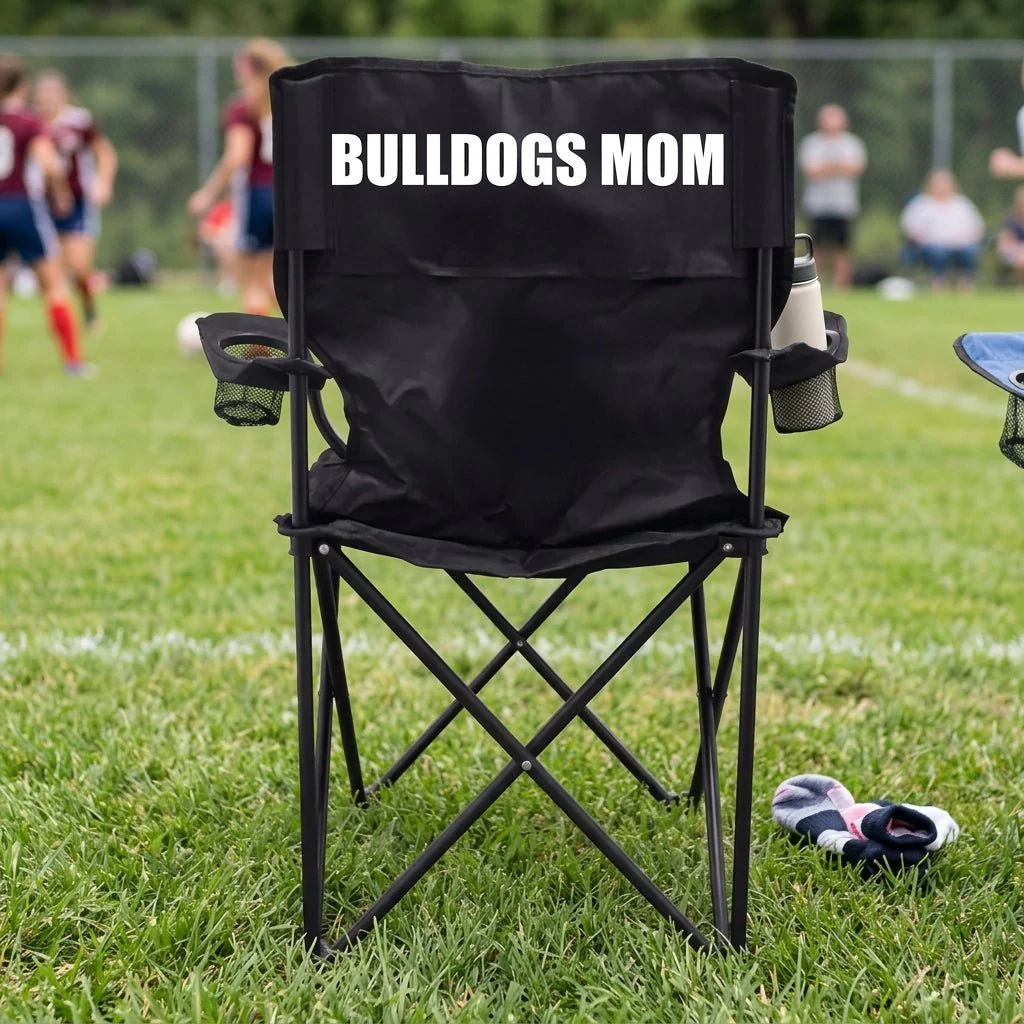 Bulldogs Mom Black Folding Camping Chair - Image 4