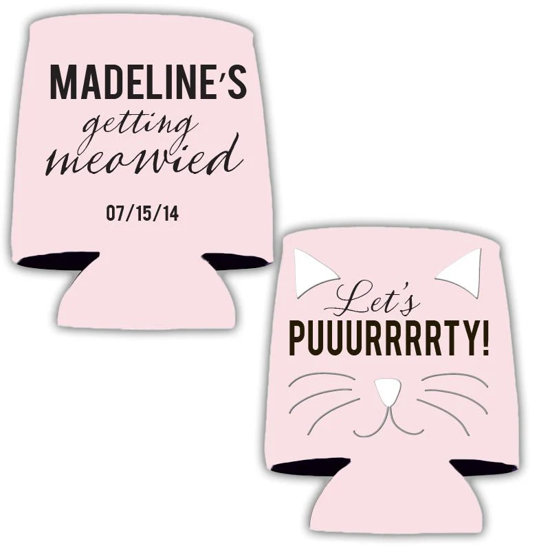 Let's Purrrty Cat Bachelorette Party Custom Can Cooler Set - Image 2