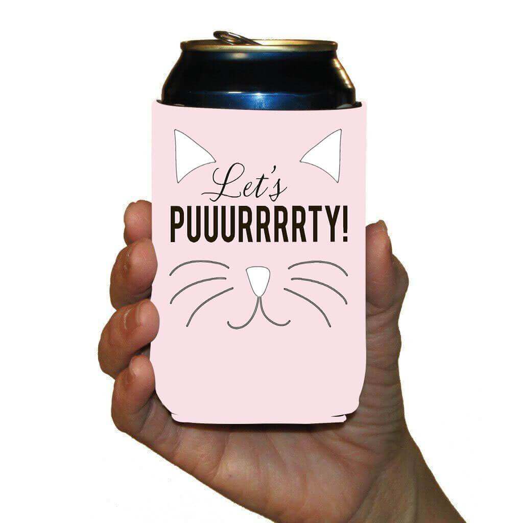 Let's Purrrty Cat Bachelorette Party Custom Can Cooler Set - Image 3
