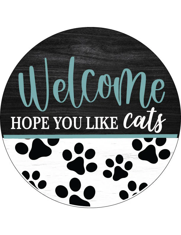 Welcome "Hope You Like Cats" Front Door Décor – Cute Cat Lover Sign for Home - Image 2