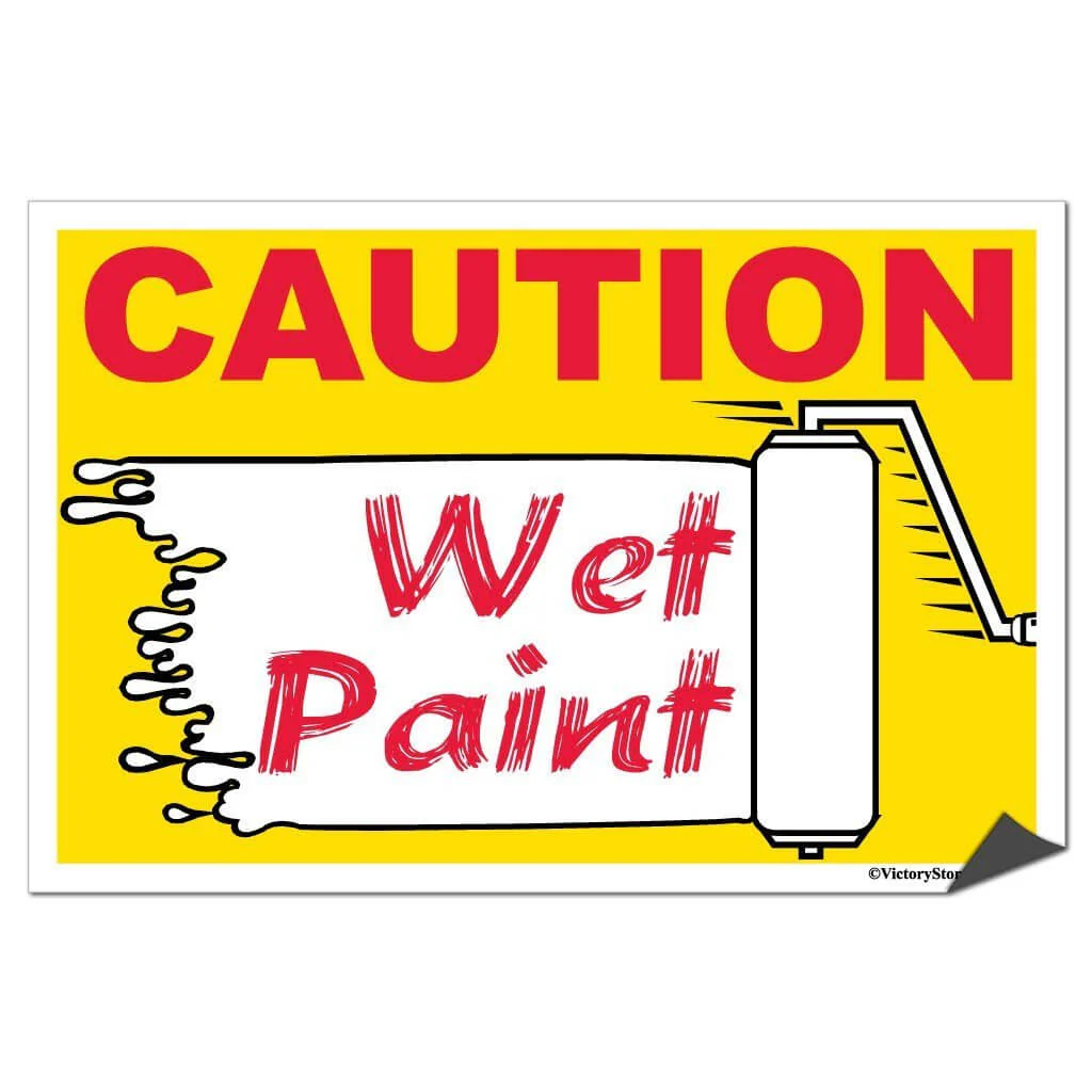 Caution Wet Paint Roller Sign or Sticker - Image 6