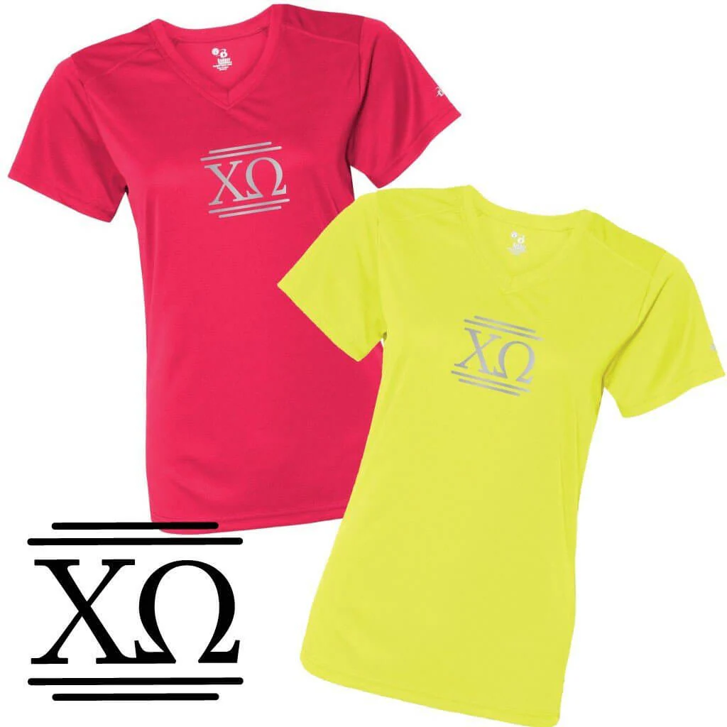 Chi Omega Women's SafetyRunner Reflective V-neck Performance Shirt