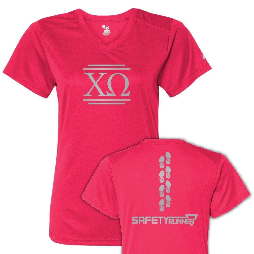 Chi Omega Women's SafetyRunner Reflective V-neck Performance Shirt - Image 2