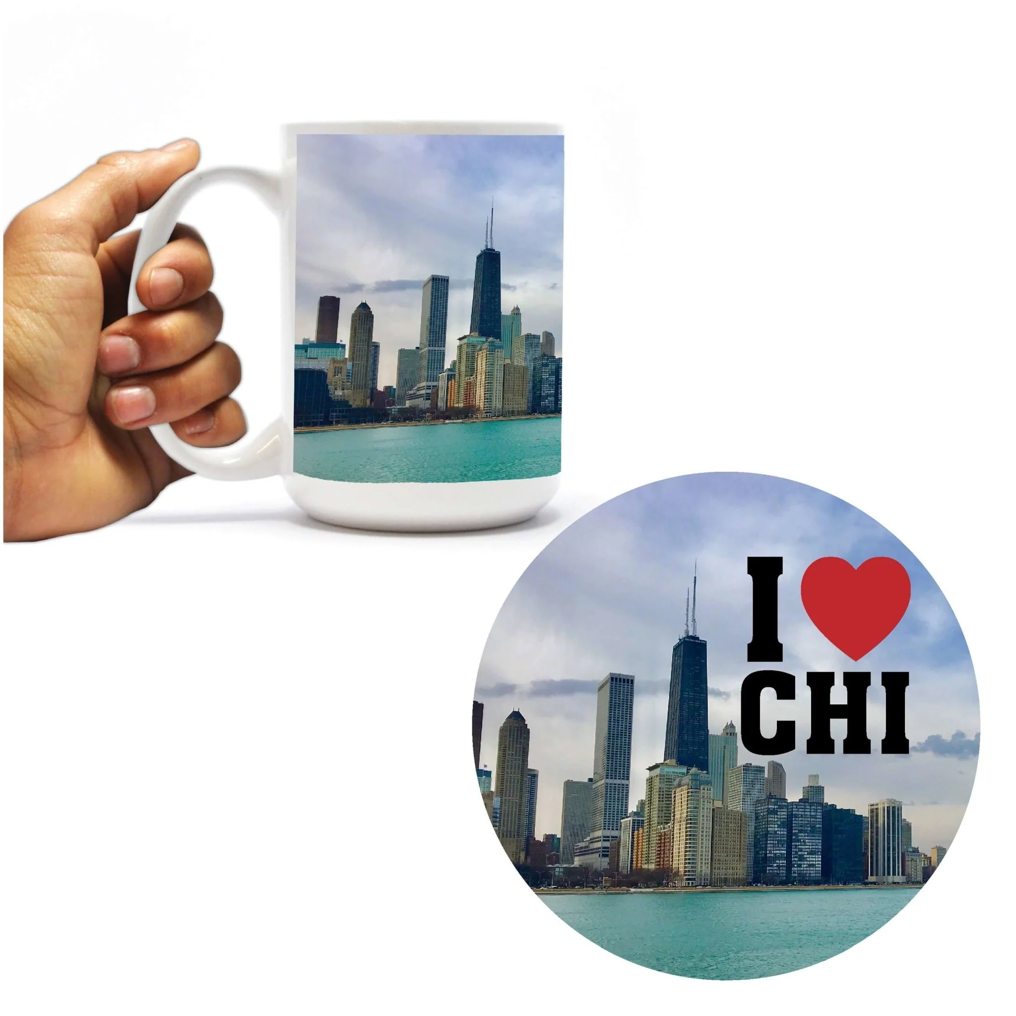 Chicago Skyline Mug & Car Decal Gift Set