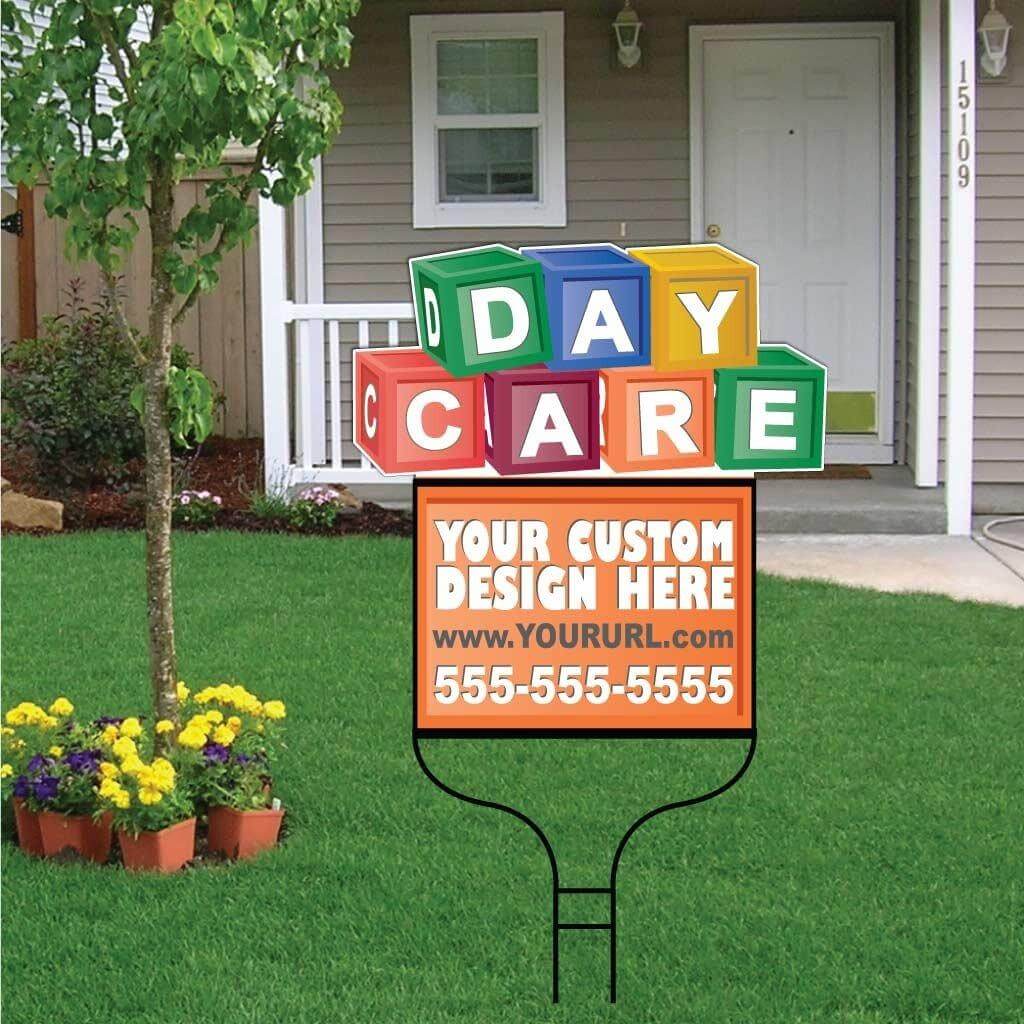 Child Care Blocks Over-the-top Yard Sign | Includes F11 Frame - Image 2