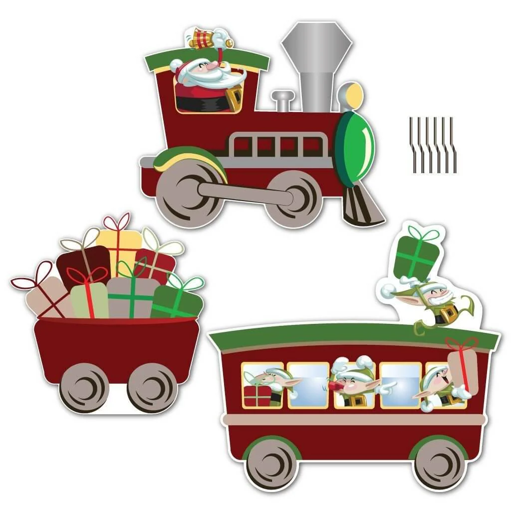 Christmas Train Set Yard Sign | 6 Short Stakes Included - Image 2