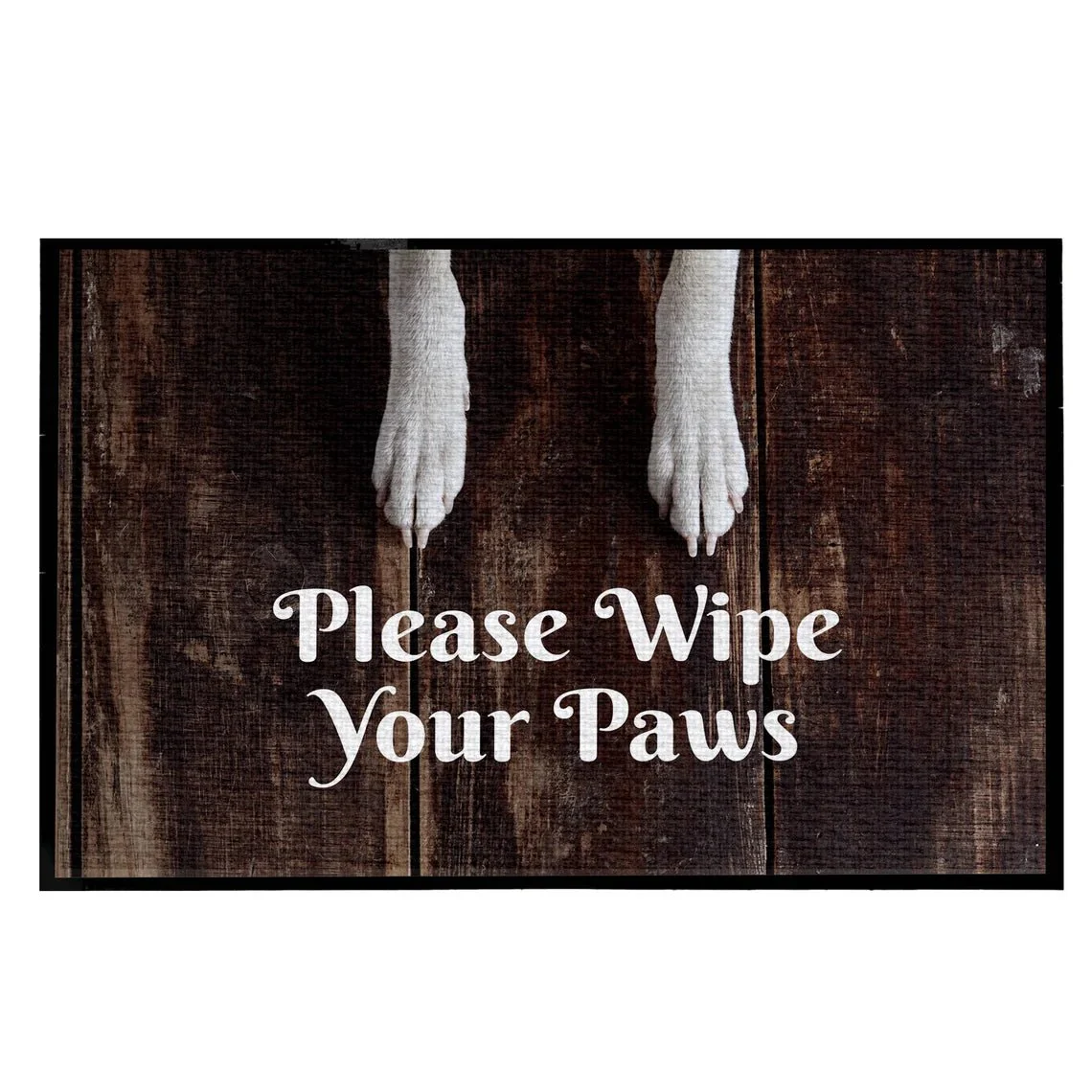 Please Wipe Your Paws Dog Doormat, 24x36 Inches, Tufted Loop Top, Durgan Rubber Backing, Black Band Edge - Image 2