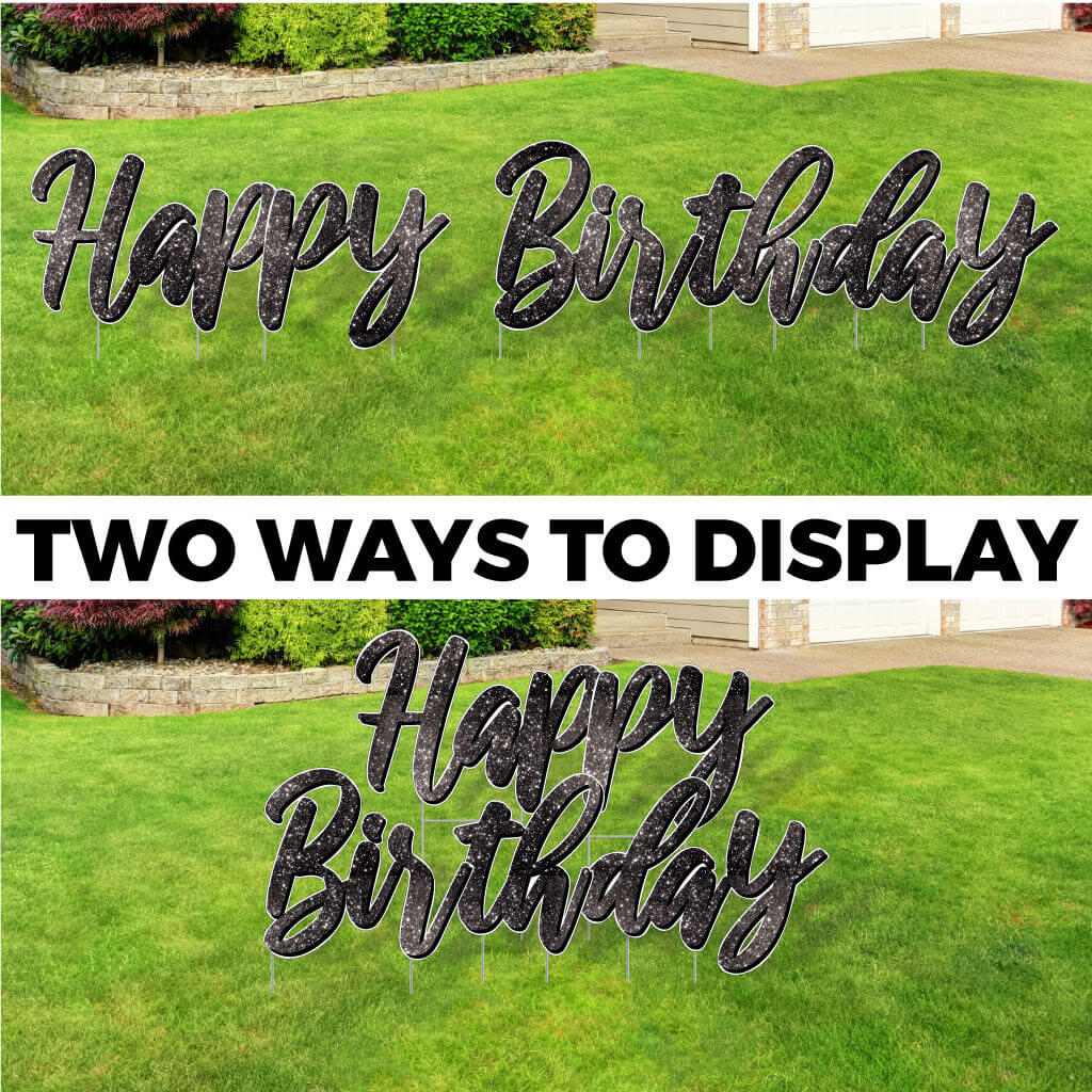 Sparkle Cursive Happy Birthday Quick Set Yard Card - 5 pc set - Image 2