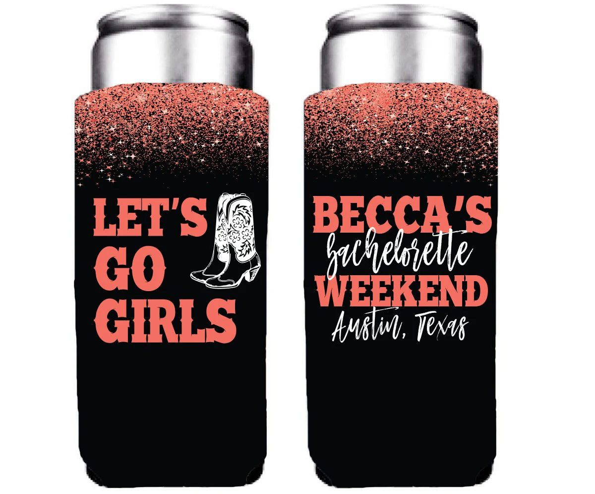 Custom Let's Go Girls Bachelorette Party Can Coolers Pack